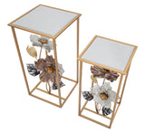 TAVOLINETTI FLOWER COPPIA CM 36X36X70-30X30X60