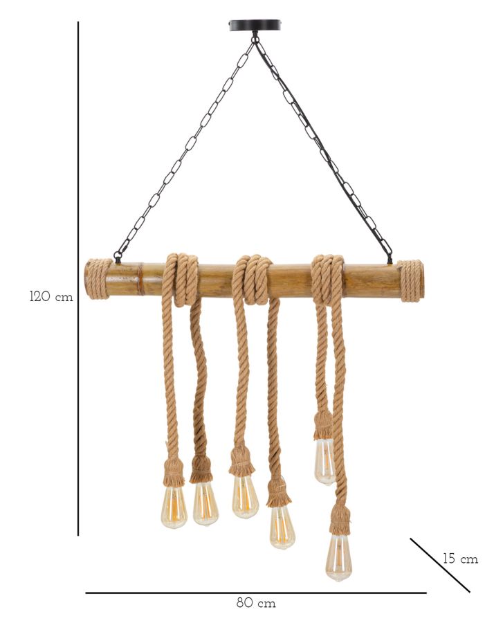 LAMPADARIO BAMBOO/ROPE CM 80X15X120