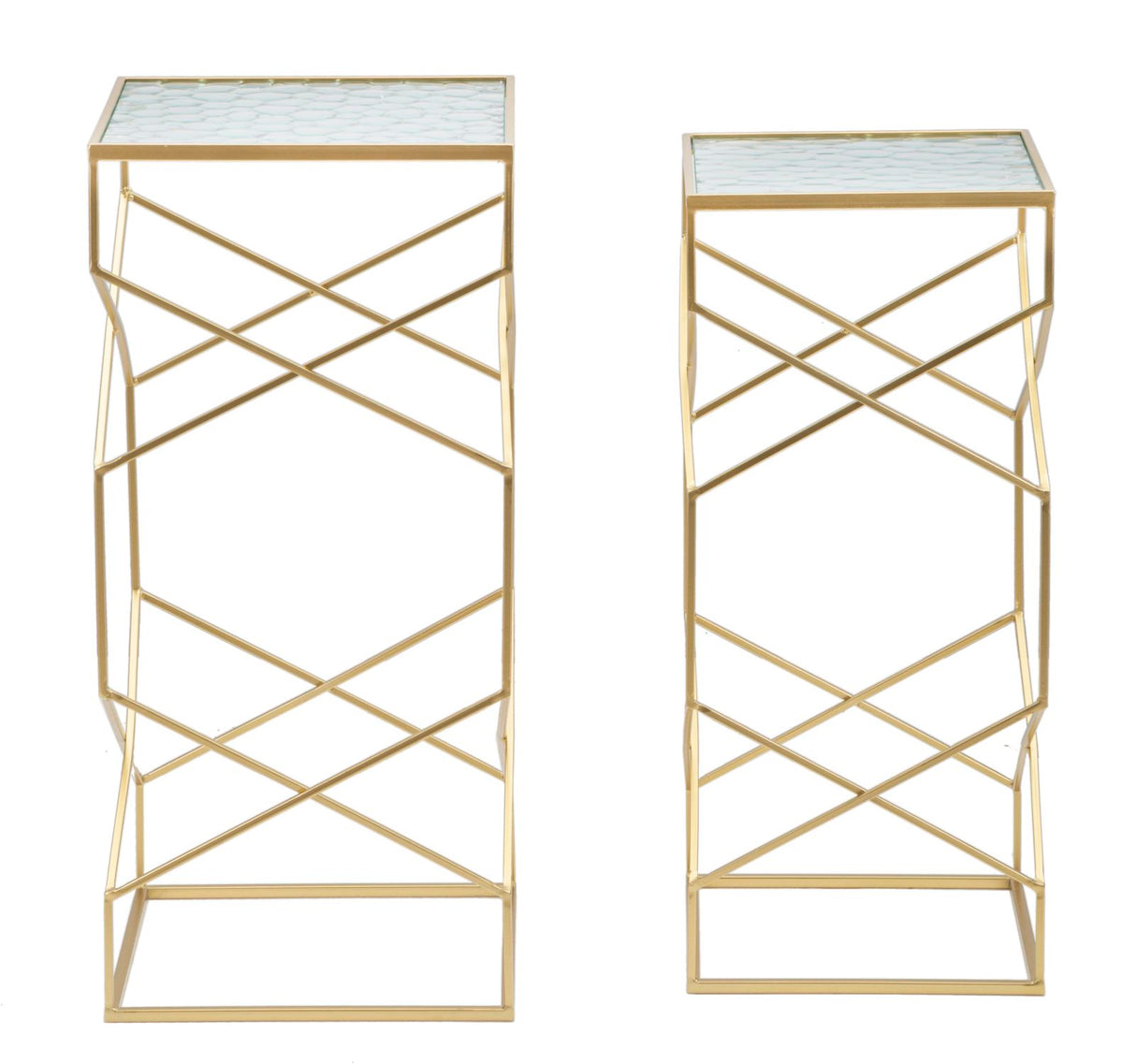 TAVOLINETTI GLASSY COPPIA CM 31,5X31,5X68-28X28X64