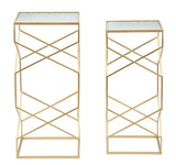 TAVOLINETTI GLASSY COPPIA CM 31,5X31,5X68-28X28X64