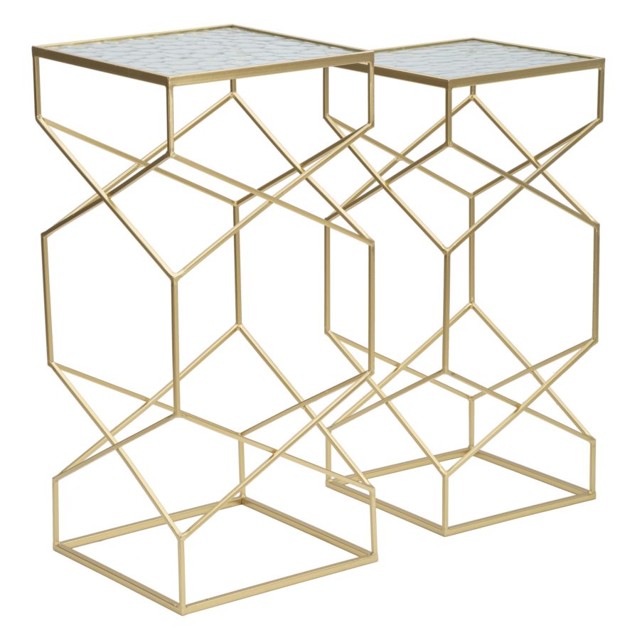 TAVOLINETTI GLASSY COPPIA CM 31,5X31,5X68-28X28X64