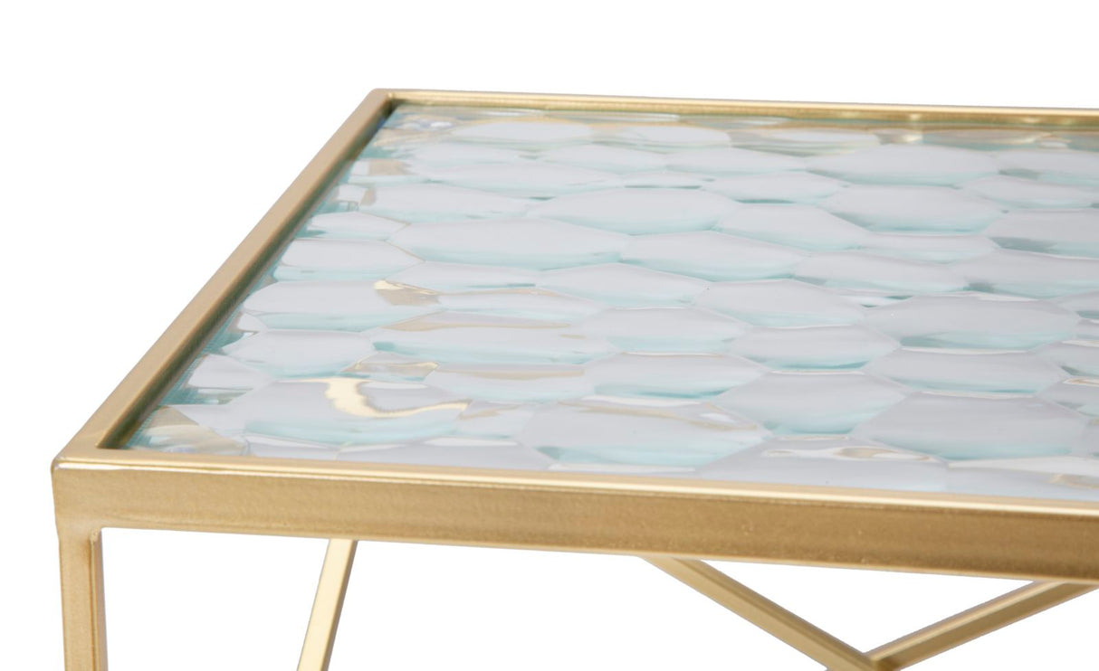 TAVOLINETTI GLASSY COPPIA CM 31,5X31,5X68-28X28X64