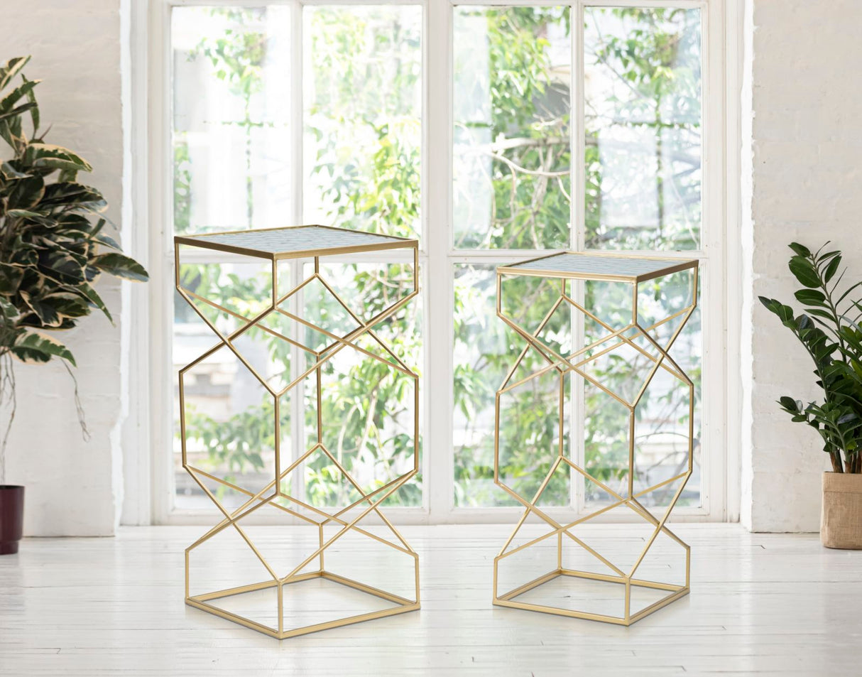 TAVOLINETTI GLASSY COPPIA CM 31,5X31,5X68-28X28X64