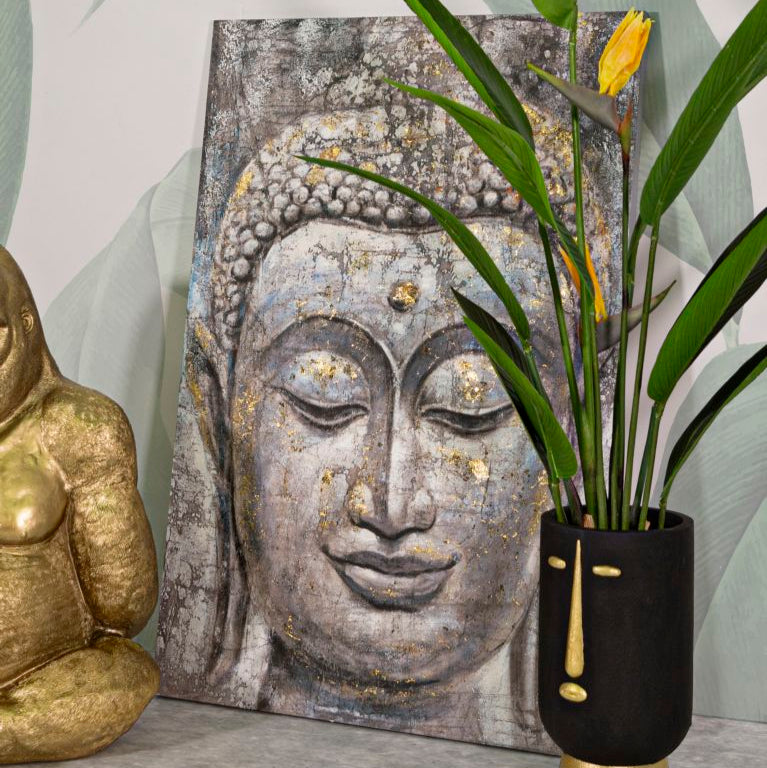 DIPINTO SU TELA FACE BUDDHA LIGHT -A- CM 80X3X120