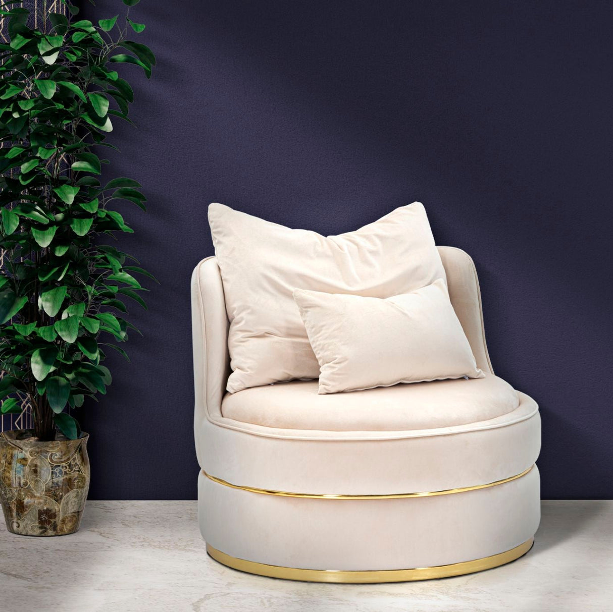 POLTRONA PARIS SPACE CREMA/GOLD CM Ø 84X72