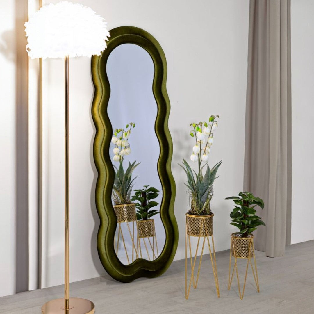 SPECCHIO DA MURO  MIKI VELLUTO VERDE CM 60X4X160