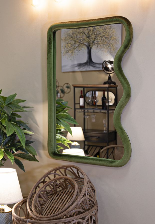SPECCHIO DA MURO TOD VELLUTO VERDE CM 60X4X90