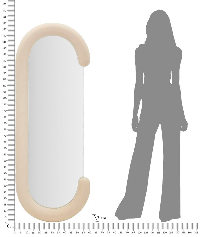 SPECCHIO DA MURO CHANTAL VELLUTO CREMA CM 60X7X160
