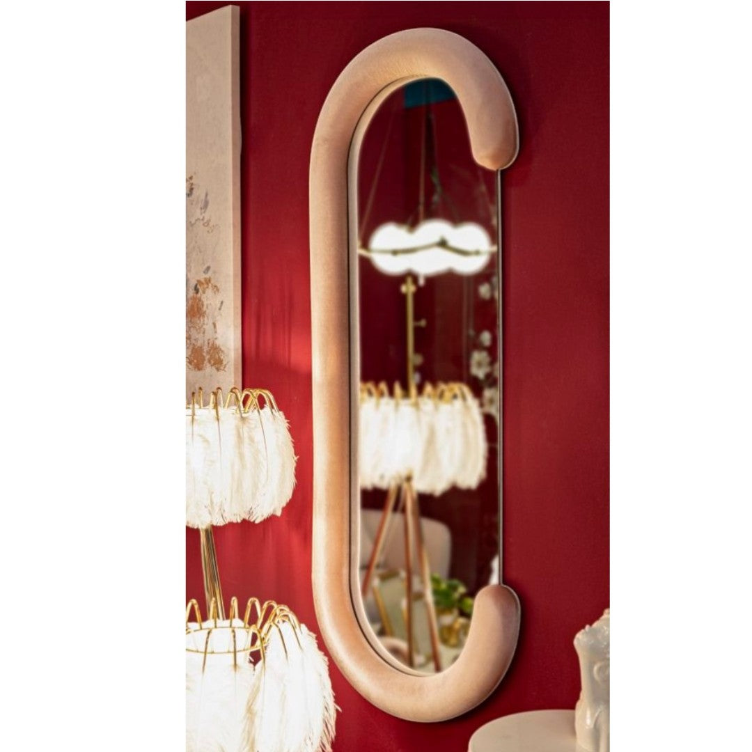 SPECCHIO DA MURO CHANTAL VELLUTO ROSA CM 60X7X160