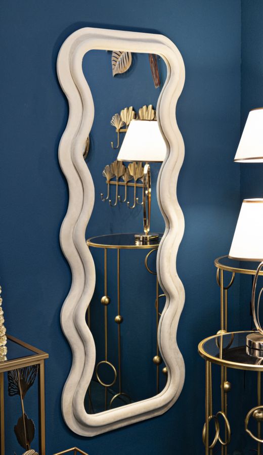 SPECCHIO DA MURO EMILY VELLUTO CREMA CM 60X6X160