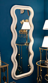 SPECCHIO DA MURO EMILY VELLUTO CREMA CM 60X6X160