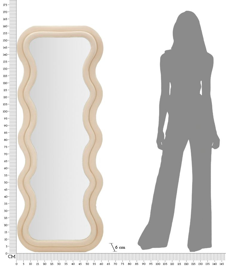 SPECCHIO DA MURO EMILY VELLUTO CREMA CM 60X6X160