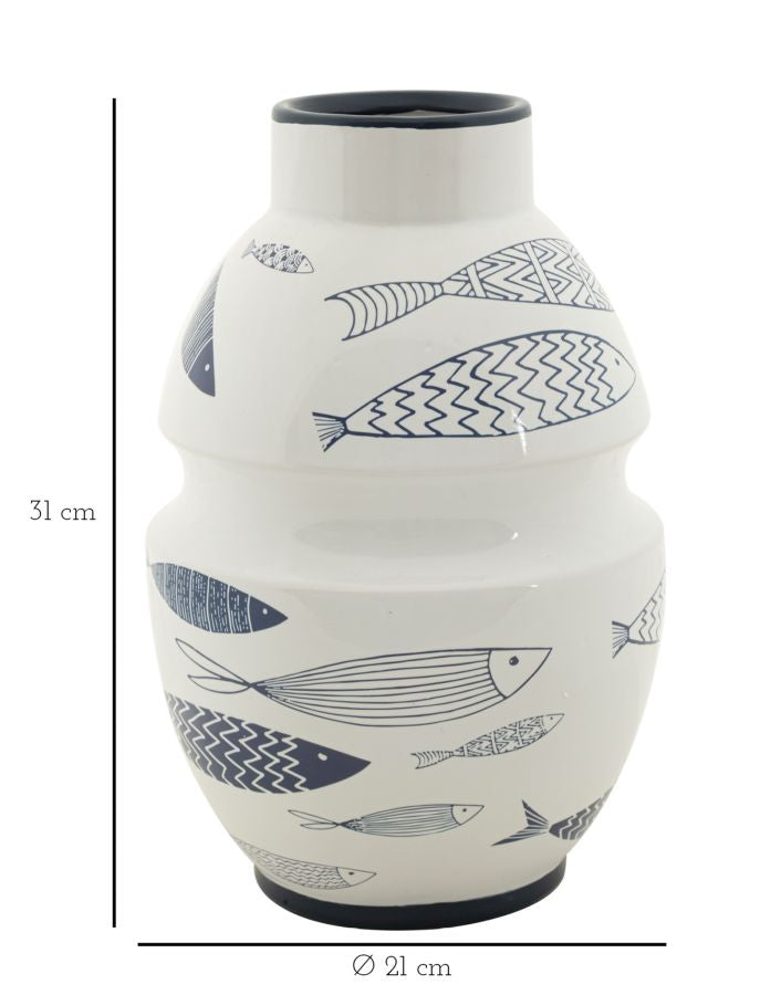 VASO CERAMICA FISH CM Ø 21X31