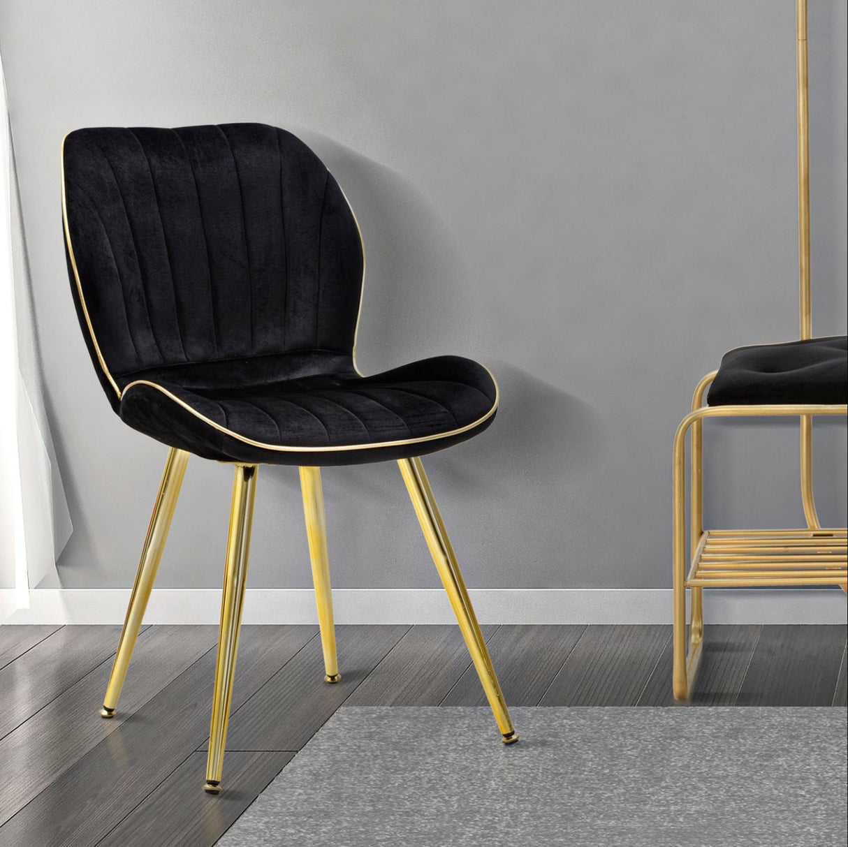 SEDIA PARIS SPACE NERA /GOLD SET 2 PZ CM 46X58X77