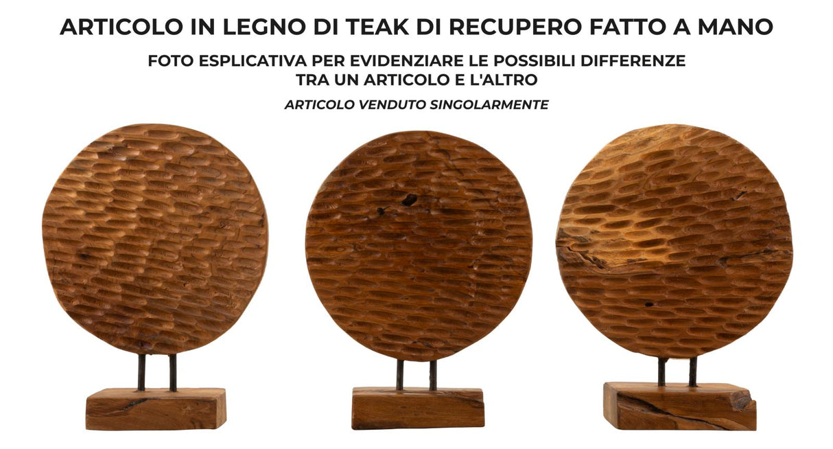SCULTURA COIN IN TEAK RICICLATO CM 30X15,5X40 (PEZZI UNICI - NON RIP. IN SERIE)