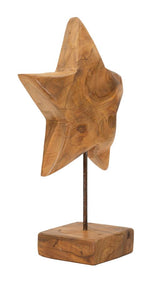 SCULTURA STELLA IN TEAK RICICLATO CM 28X12X42 (PEZZI UNICI - NON RIP. IN SERIE)