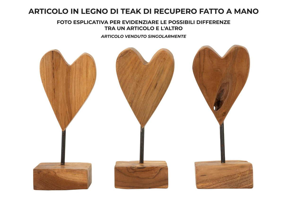 SCULTURA CUORE IN TEAK RIC. CM 10X10X25 (PEZZI UNICI - NON RIP. IN SERIE)