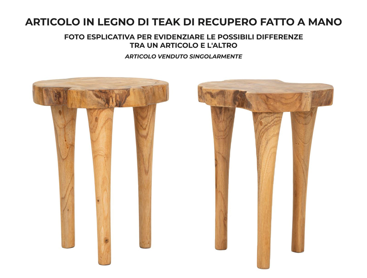 SGABELLO KURSI IN TEAK RICICLATO CM Ø 35X45 (PEZZI UNICI - NON RIP. IN SERIE)
