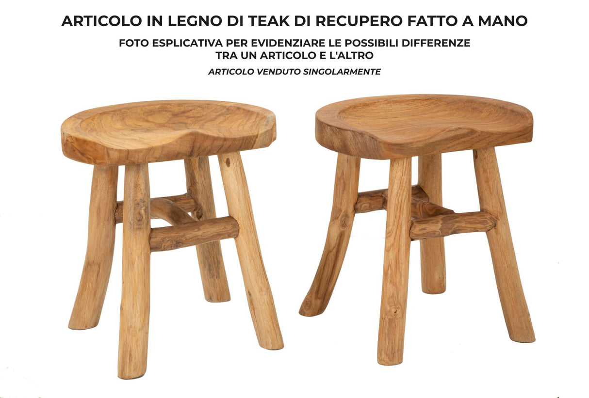 SGABELLO SEL IN TEAK RICICLATO CM 40X32X42 (PEZZI UNICI - NON RIP. IN SERIE)