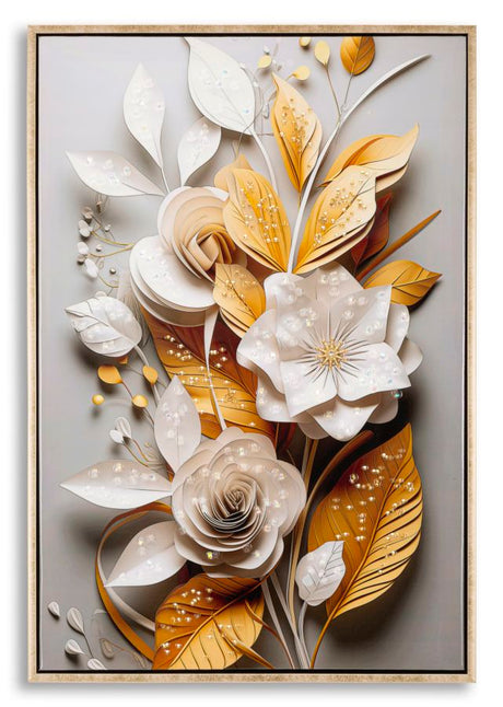DIPINTO SU TELA LACCATO FLORA C/CORNICE CM 42X3