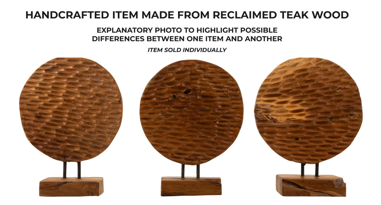SCULTURA COIN IN TEAK RICICLATO CM 30X15,5X40 (PEZZI UNICI - NON RIP. IN SERIE)