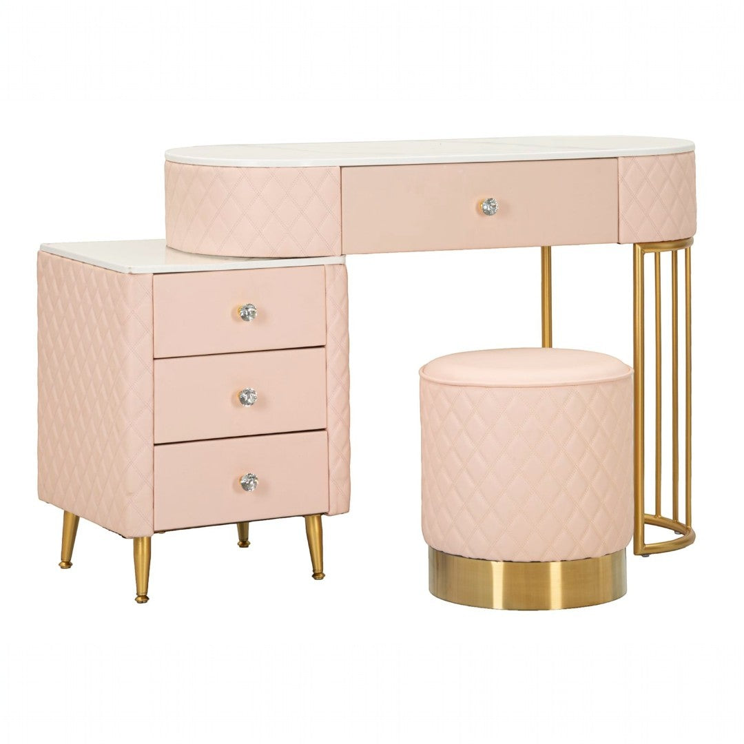 TOELETTA SHARON ROSA C/PUFF CM 120X40X75 (MISURA PUFF Ø36X39)