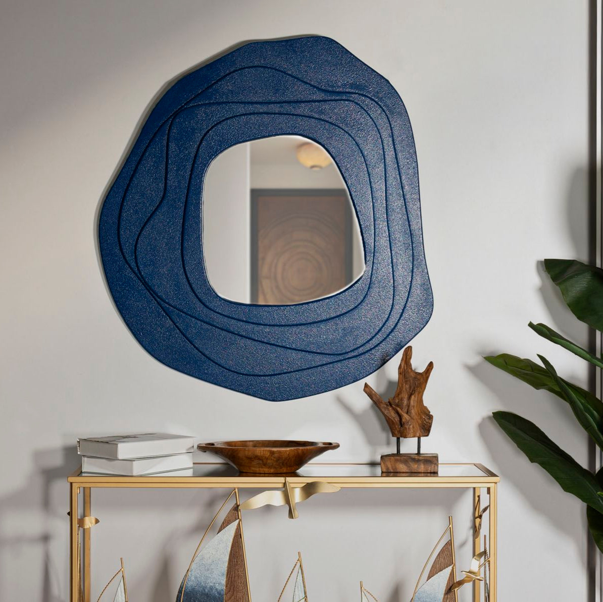 SPECCHIO DA MURO DALIA BLU CM 90X4X97