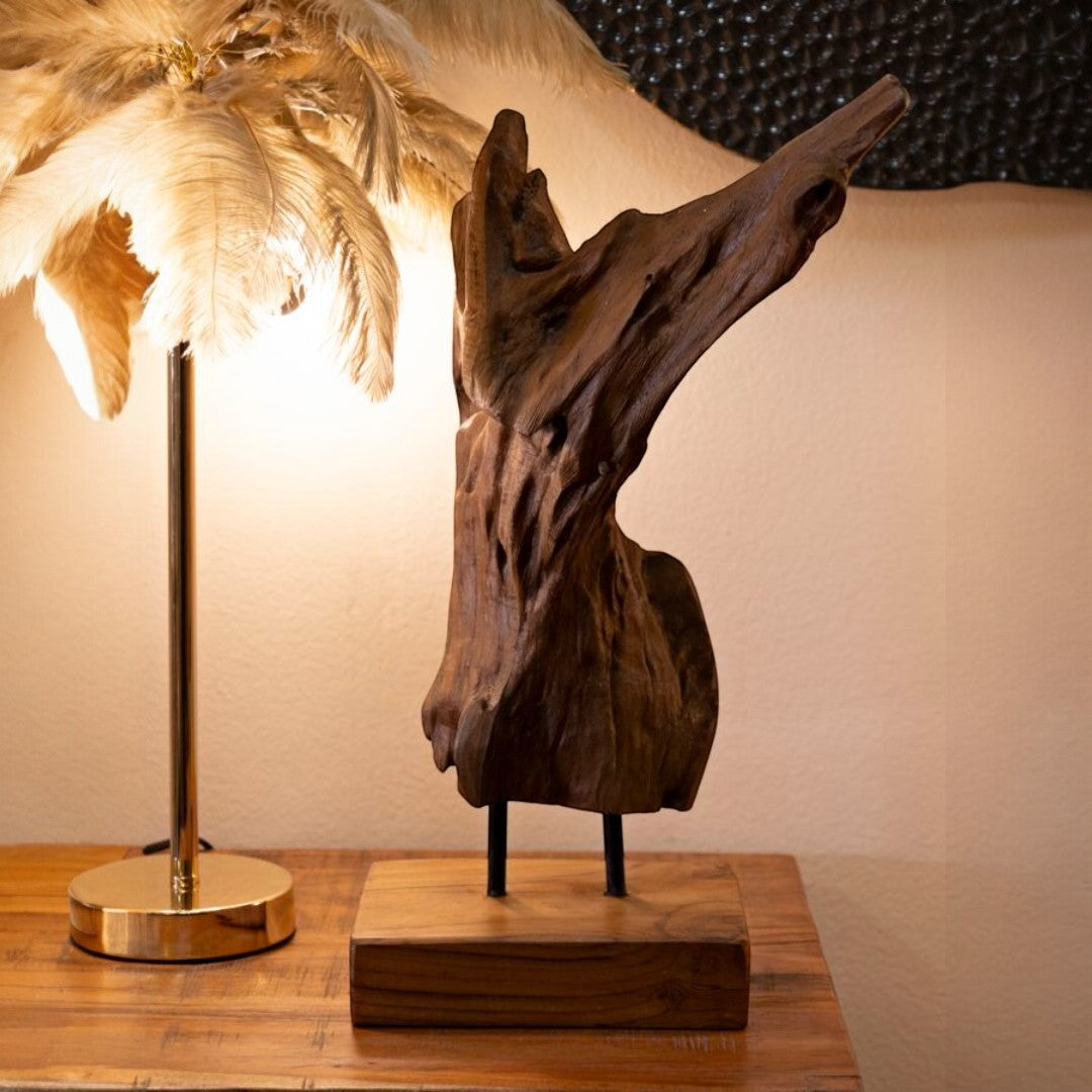 SCULTURA AKAR IN TEAK RICICLATO CM 18X13X55 (PEZZI UNICI - NON RIP. IN SERIE)