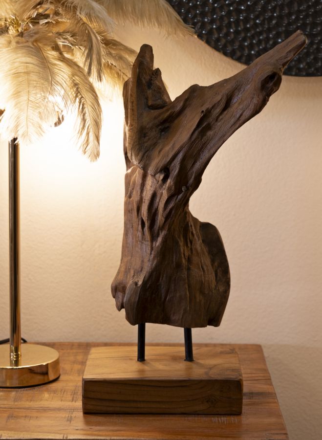 SCULTURA AKAR IN TEAK RICICLATO CM 18X13X55 (PEZZI UNICI - NON RIP. IN SERIE)