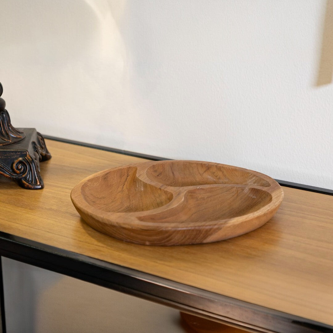 S/TASCHE 3 PARTI IN TEAK RIC. CM Ø 25,5X3  (PEZZI UNICI - NON RIP. IN SERIE)