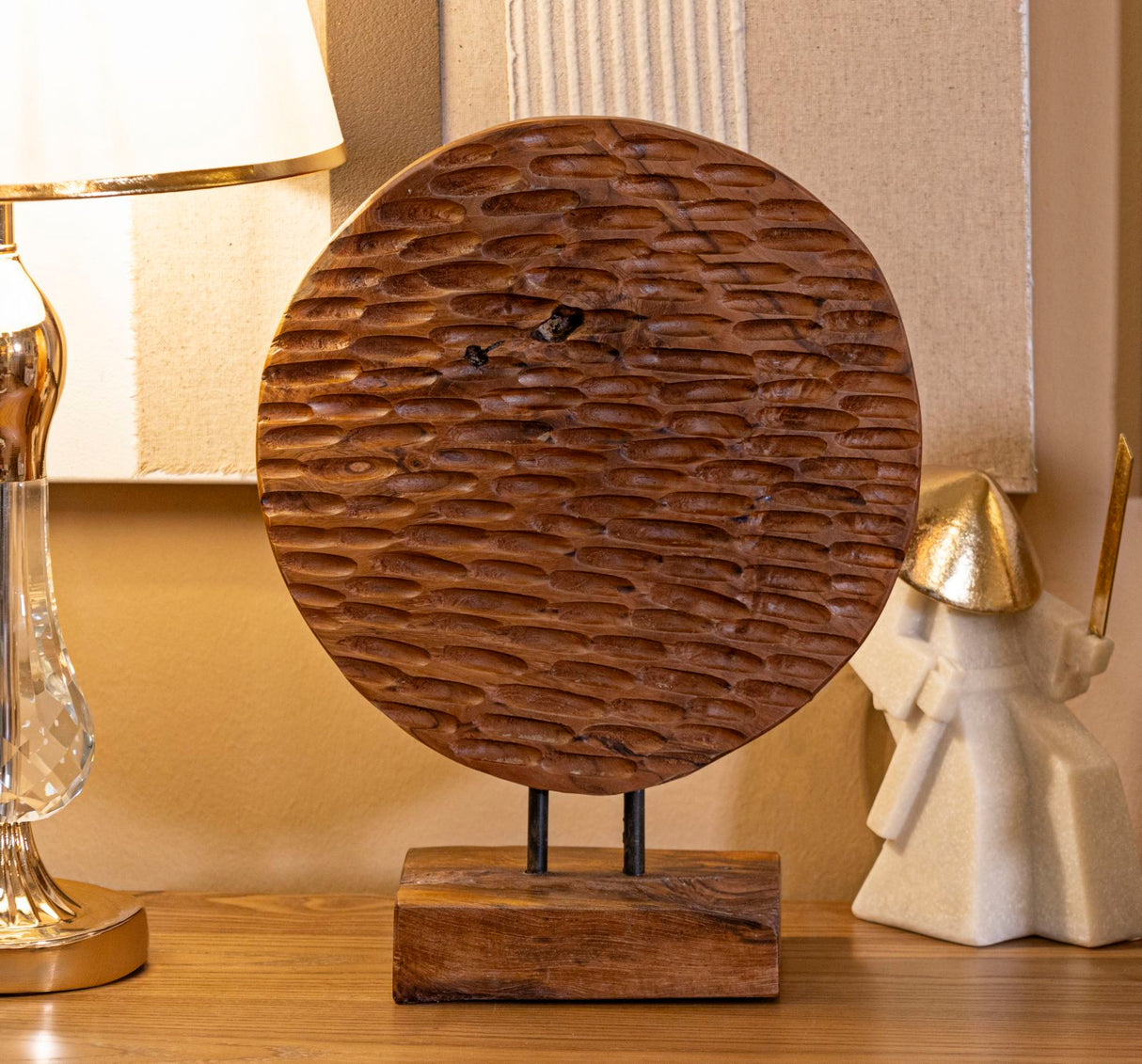 SCULTURA COIN IN TEAK RICICLATO CM 30X15,5X40 (PEZZI UNICI - NON RIP. IN SERIE)