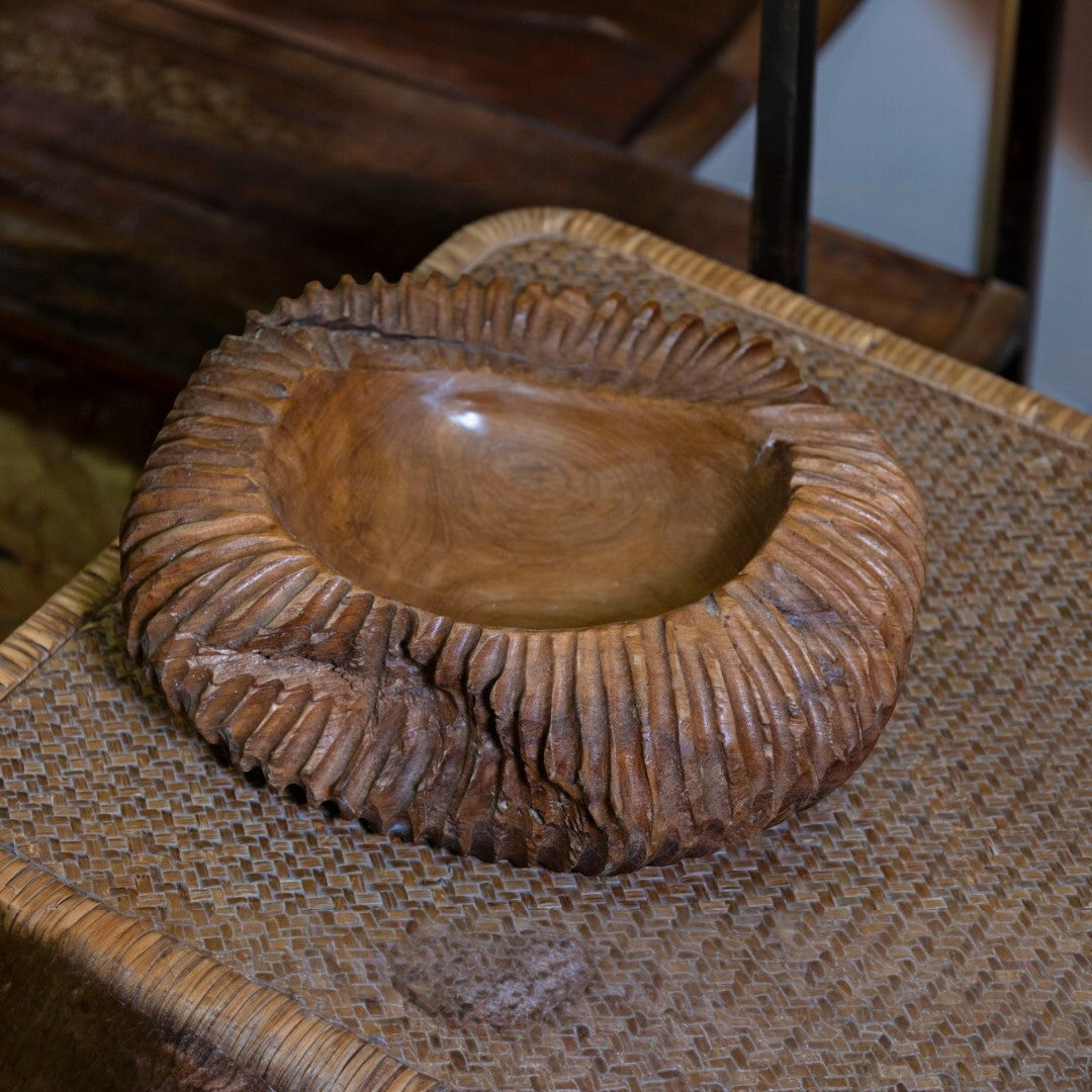 S/TASCHE GARIT IN TEAK RICICLATO CM Ø 32X11 (PEZZI UNICI - NON RIP. IN SERIE)