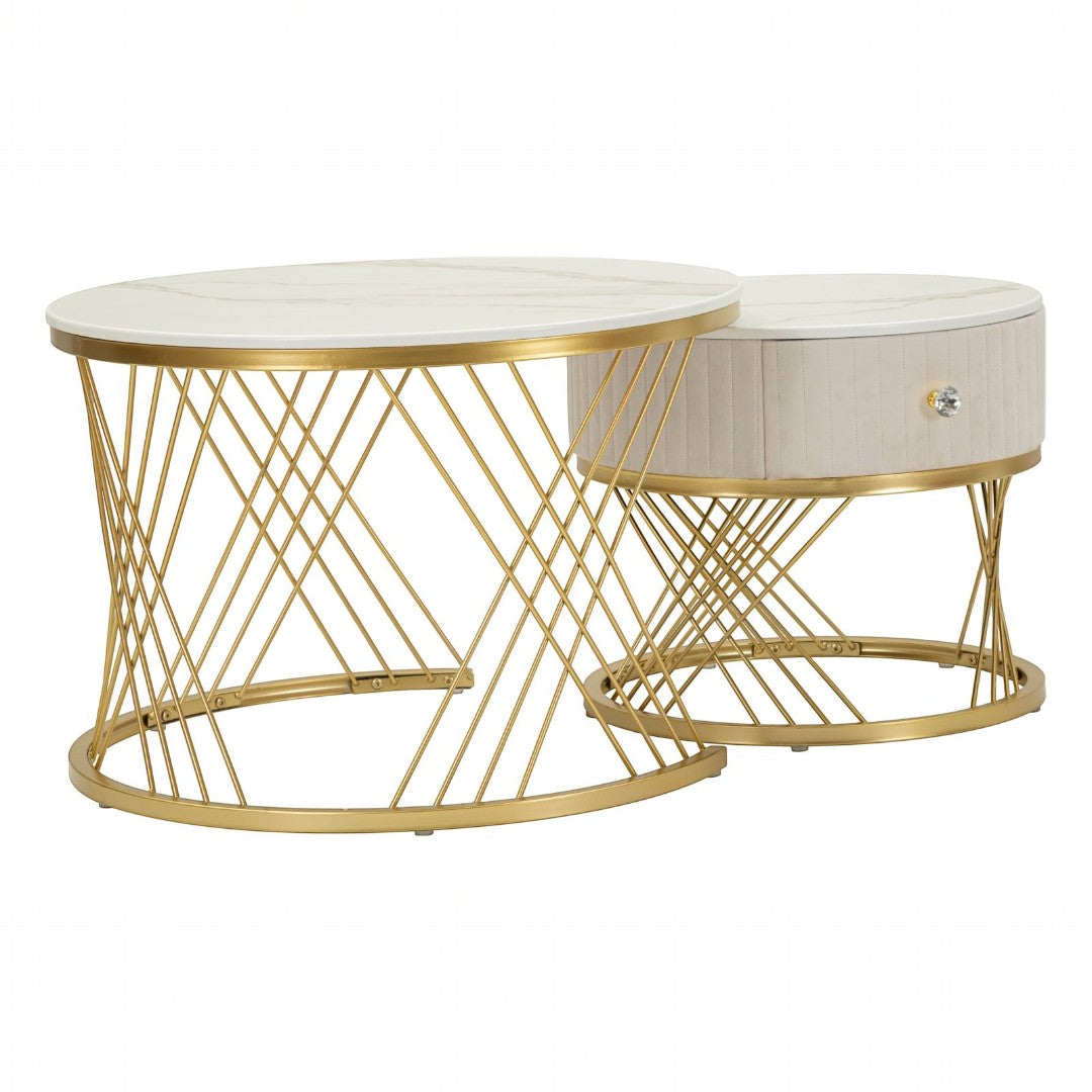 TAVOLI DA CAFFE' VOTIX COPPIA CM Ø 70X48-50X43,5