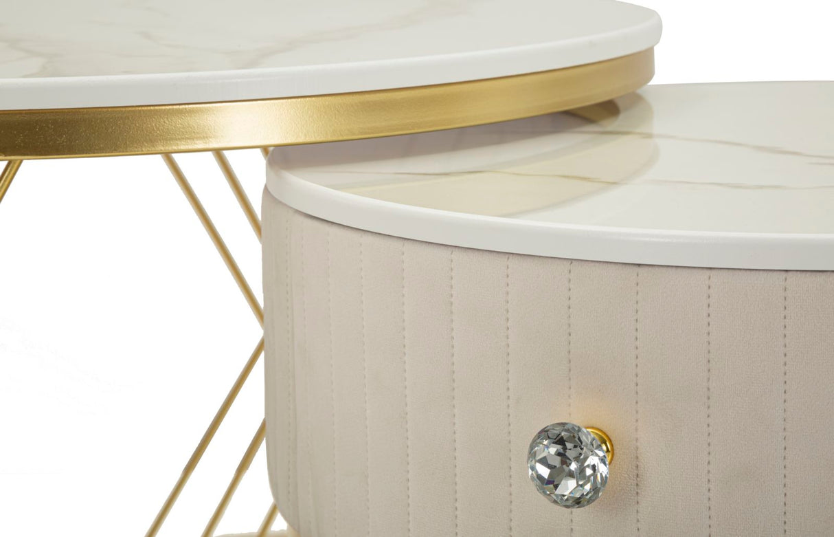 TAVOLI DA CAFFE' VOTIX COPPIA CM Ø 70X48-50X43,5