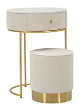 COMODINO/TOLETTA C/PUFF VELLIT CREMA CM Ø 52X70 - Ø 36X39