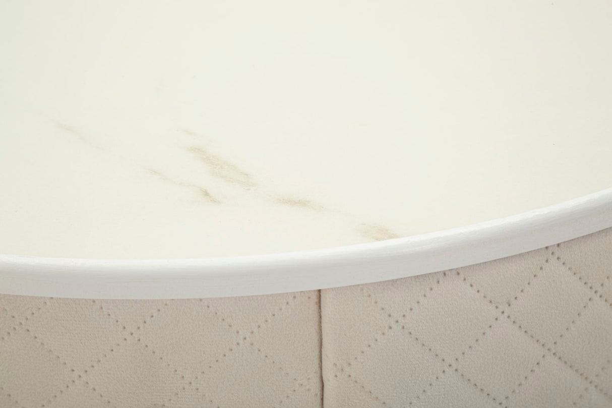 COMODINO/TOLETTA C/PUFF VELLIT CREMA CM Ø 52X70 - Ø 36X39