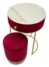 COMODINO/TOLETTA C/PUFF VELLIT ROSSO CM Ø 52X70 - Ø 36X39