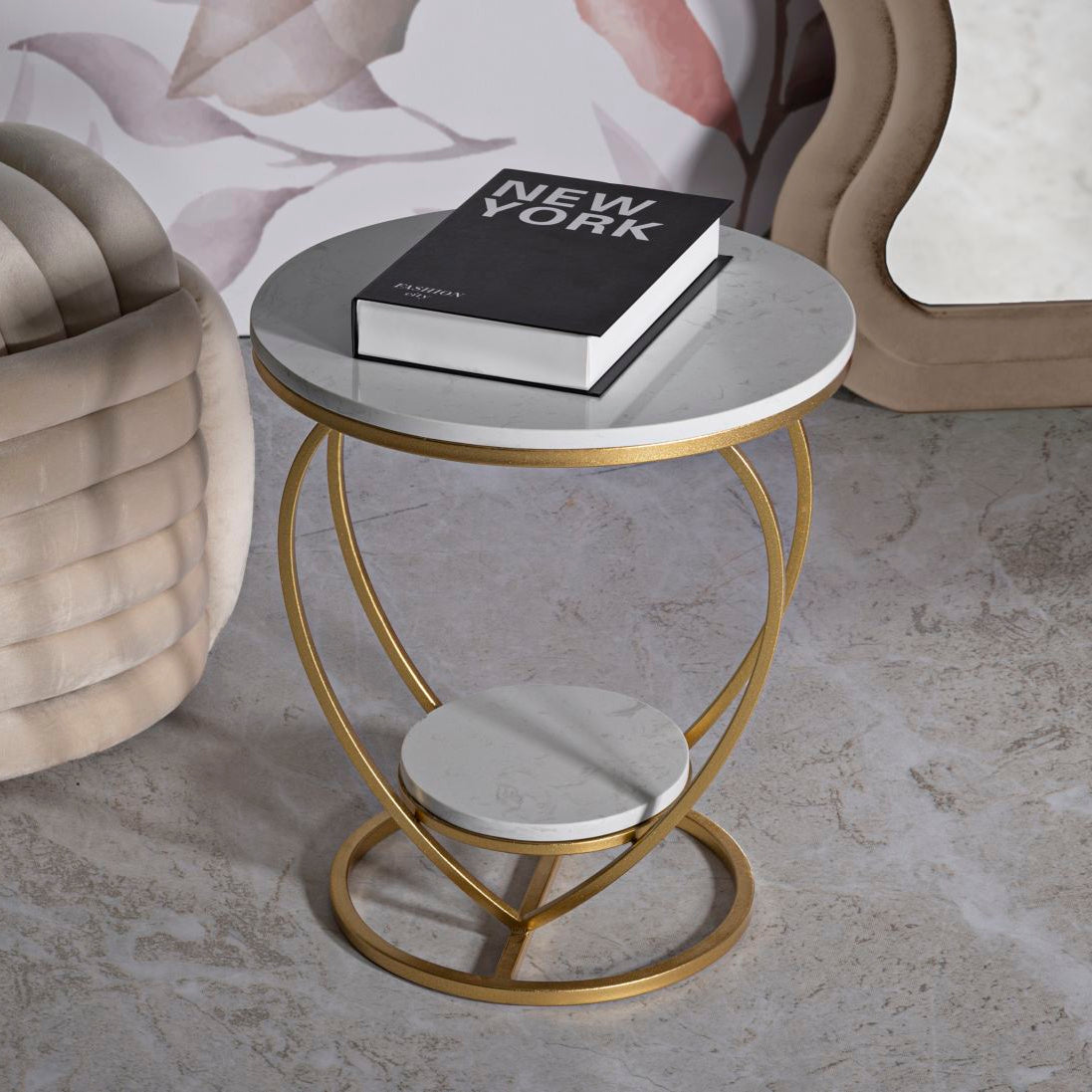 TAVOLINETTO HEART ORO CM Ø 40X45,5