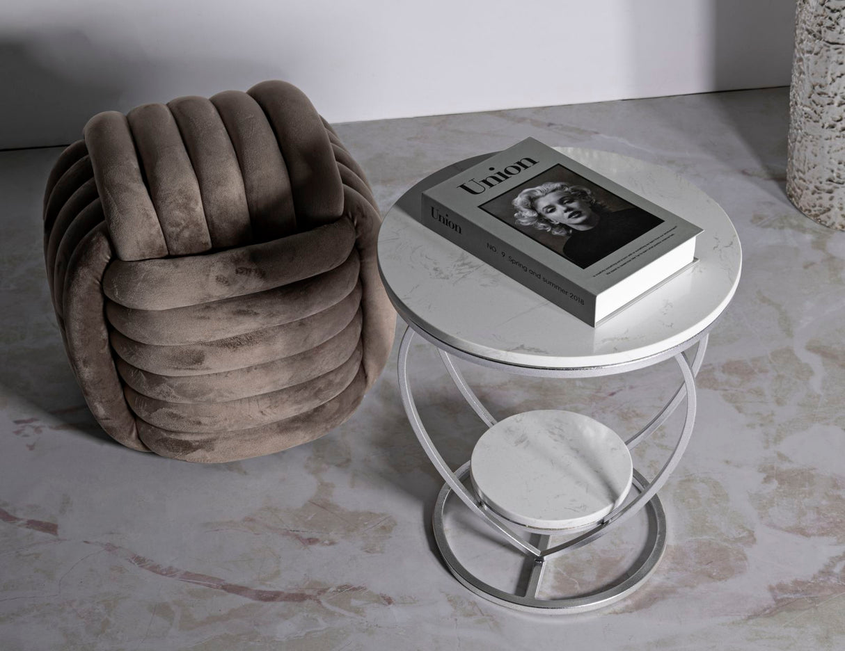 TAVOLINETTO HEART ARGENTO CM Ø 40X45,5