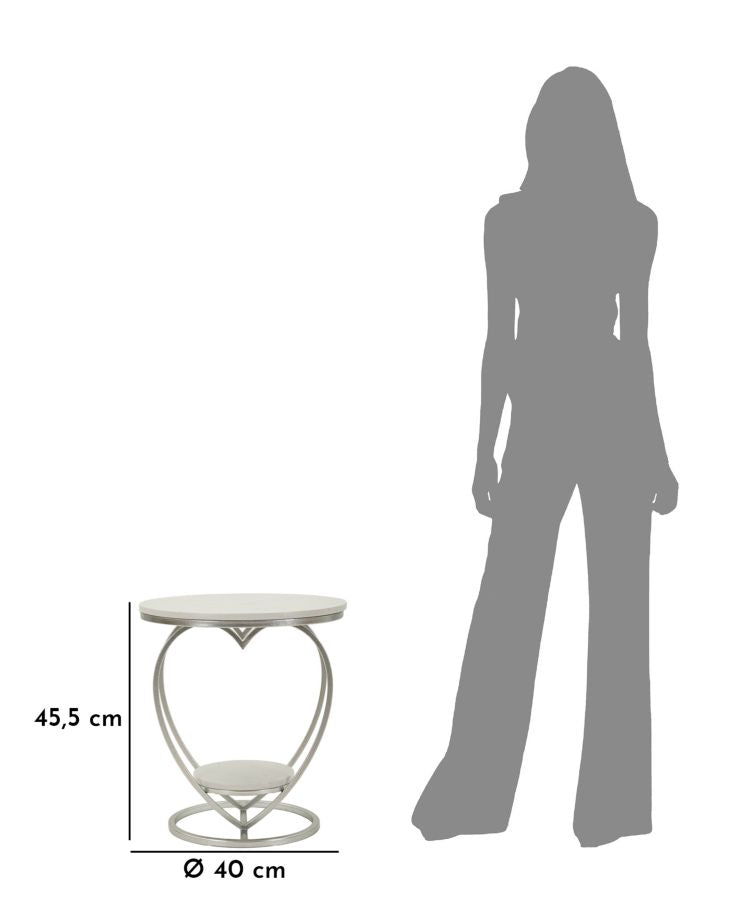 TAVOLINETTO HEART ARGENTO CM Ø 40X45,5