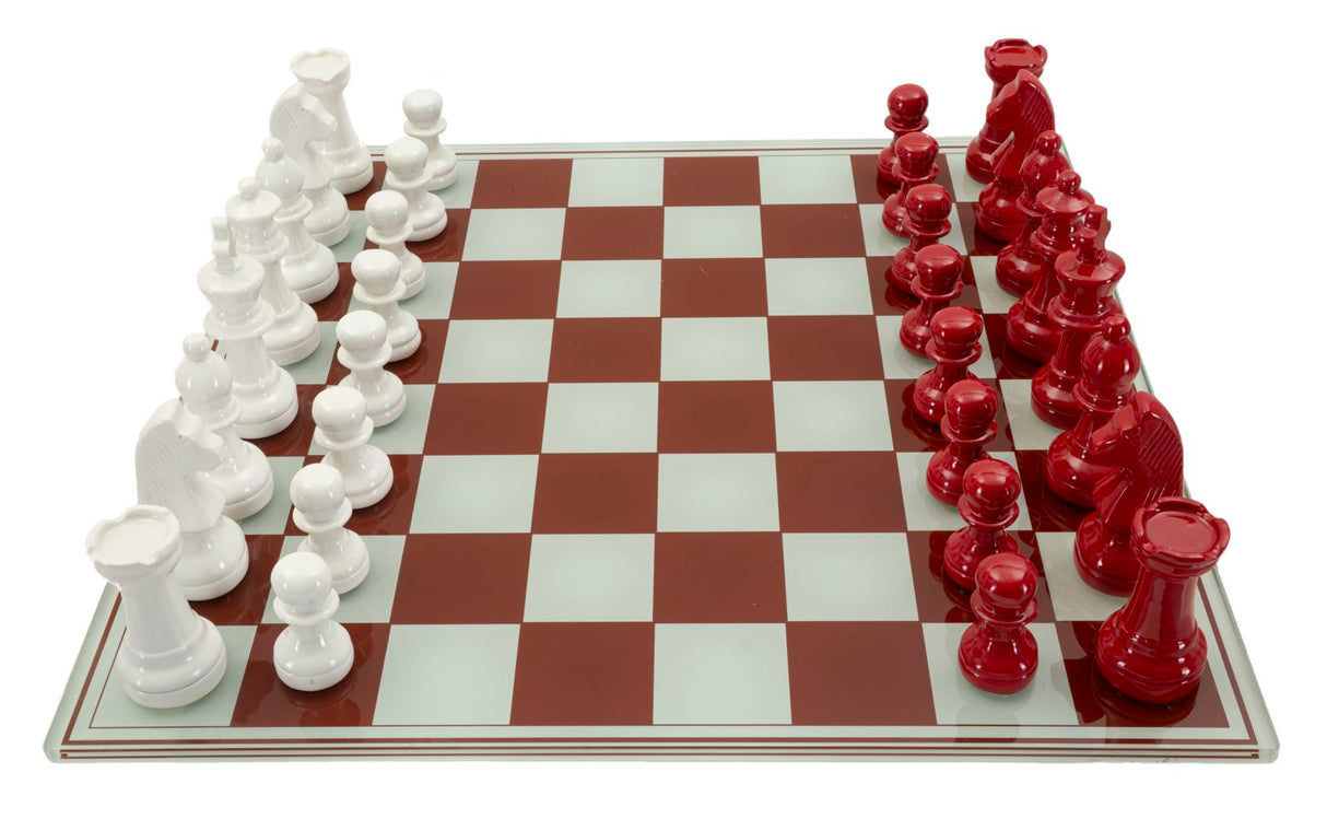 SET SCACCHIERA ROSSA/BIANCA CM 61X61X14