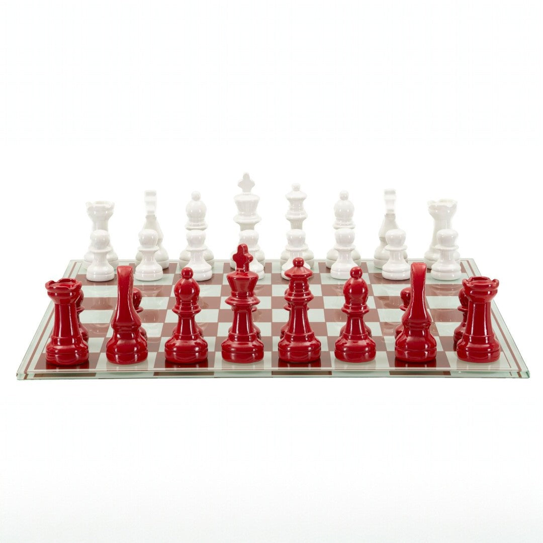 SET SCACCHIERA ROSSA/BIANCA CM 61X61X14