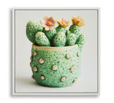 STAMPA SU TELA LACCATA C/CORNICE VASETTO CACTUS -A- CM 40X2