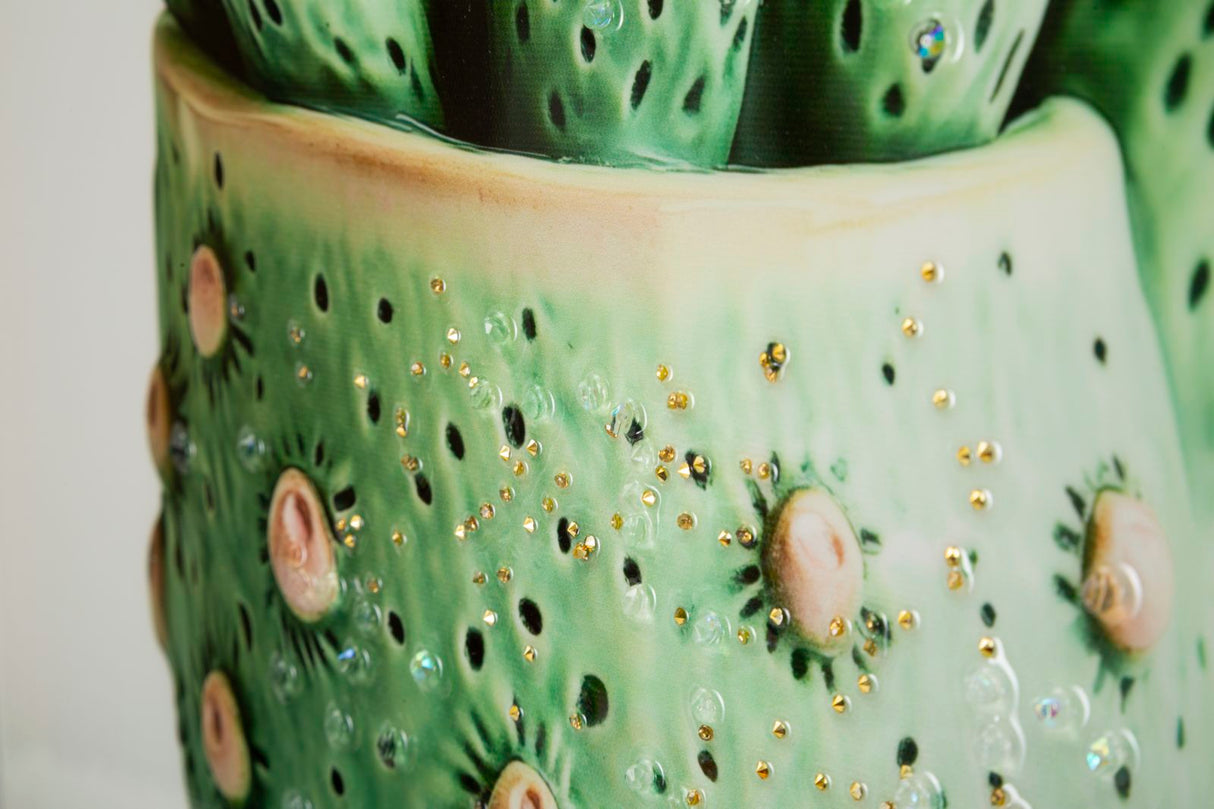 STAMPA SU TELA LACCATA C/CORNICE VASETTO CACTUS -A- CM 40X2,8X40