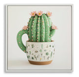STAMPA SU TELA LACCATA C/CORNICE VASETTO CACTUS -B- CM 40X2