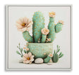 STAMPA SU TELA LACCATA C/CORNICE VASETTO CACTUS -D- CM 40X2