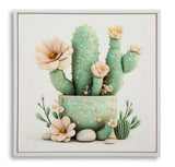 STAMPA SU TELA LACCATA C/CORNICE VASETTO CACTUS -D- CM 40X2