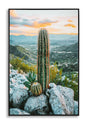 STAMPA SU TELA LACCATA C/CORNICE CACTUS -A- CM 60X4X90