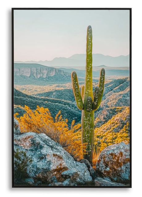 STAMPA SU TELA LACCATA C/CORNICE CACTUS -B- CM 60X4X90