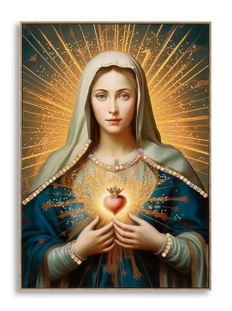 DIPINTO SU TELA LACCATO MADONNA -B- C/CORNICE CM 72X4X102